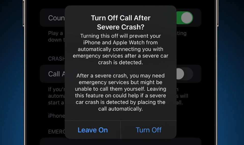 台江苹果14维修分享 iPhone 14 和 Apple Watch 上关闭崩溃检测 