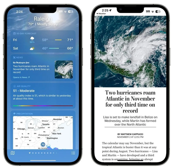 台江苹果14维修分享iPhone 14手机如何看天气时顺带看新闻 